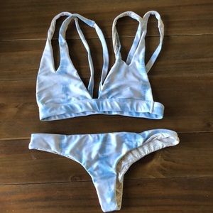 Acacia light blue tie dye bikini top